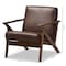 Baxton Studio Bianca Walnut Wood Dark Brown Distressed Faux Leather Lounge Chair 140-7544 - alternate 4